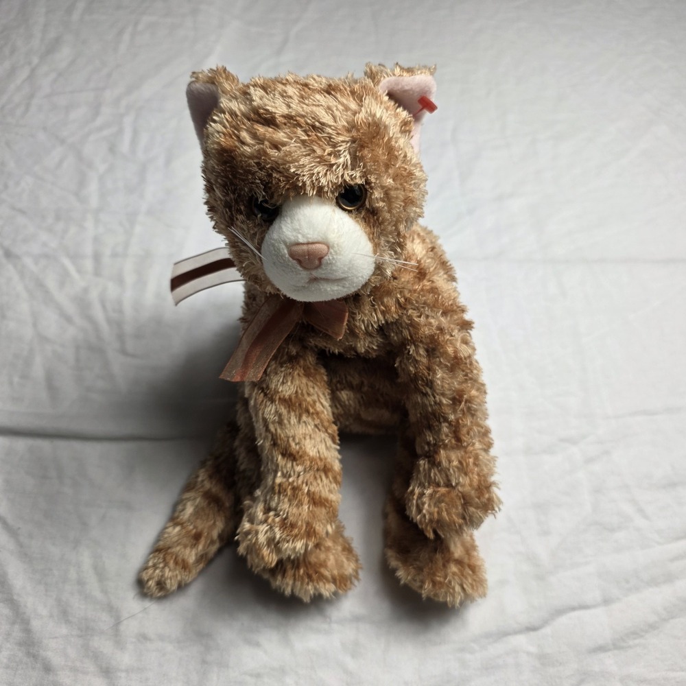 ty buddy cat plush stuffed animal tysilk 2004 ginger striped